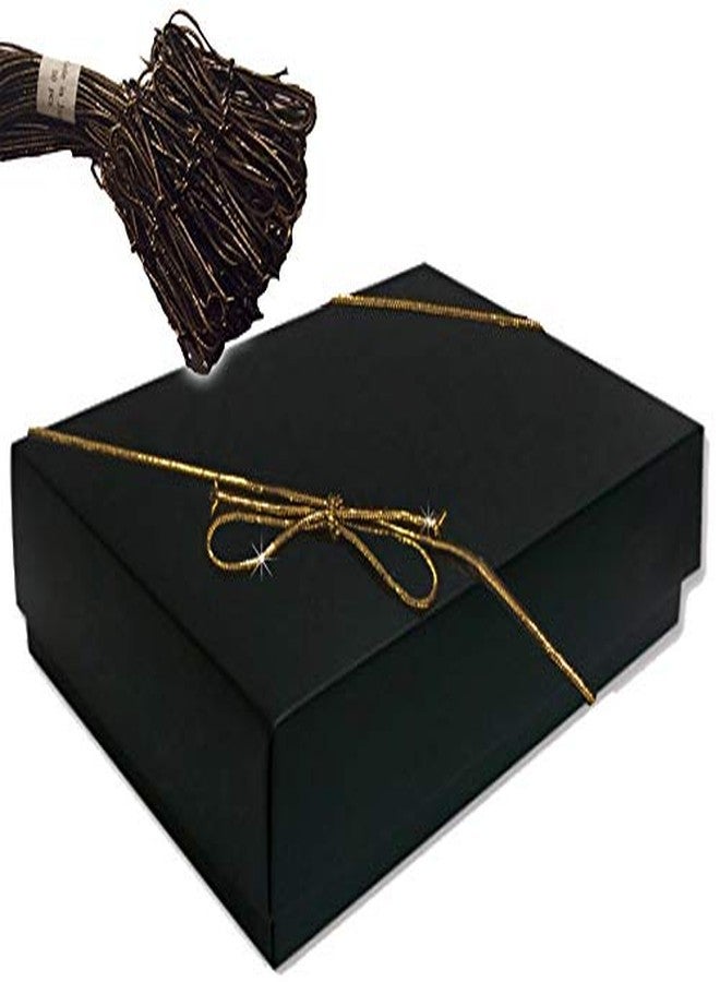 Elastic Ribbon for Gift Boxes - 50 Pcs Gold Bows for Treats Elastic Bows for Gift Boxes Stretch Loops with Pre-tied Bow for Candy Boxes 19", Two-tone Metallic Gold & Black Made in Japan, Bulk Value